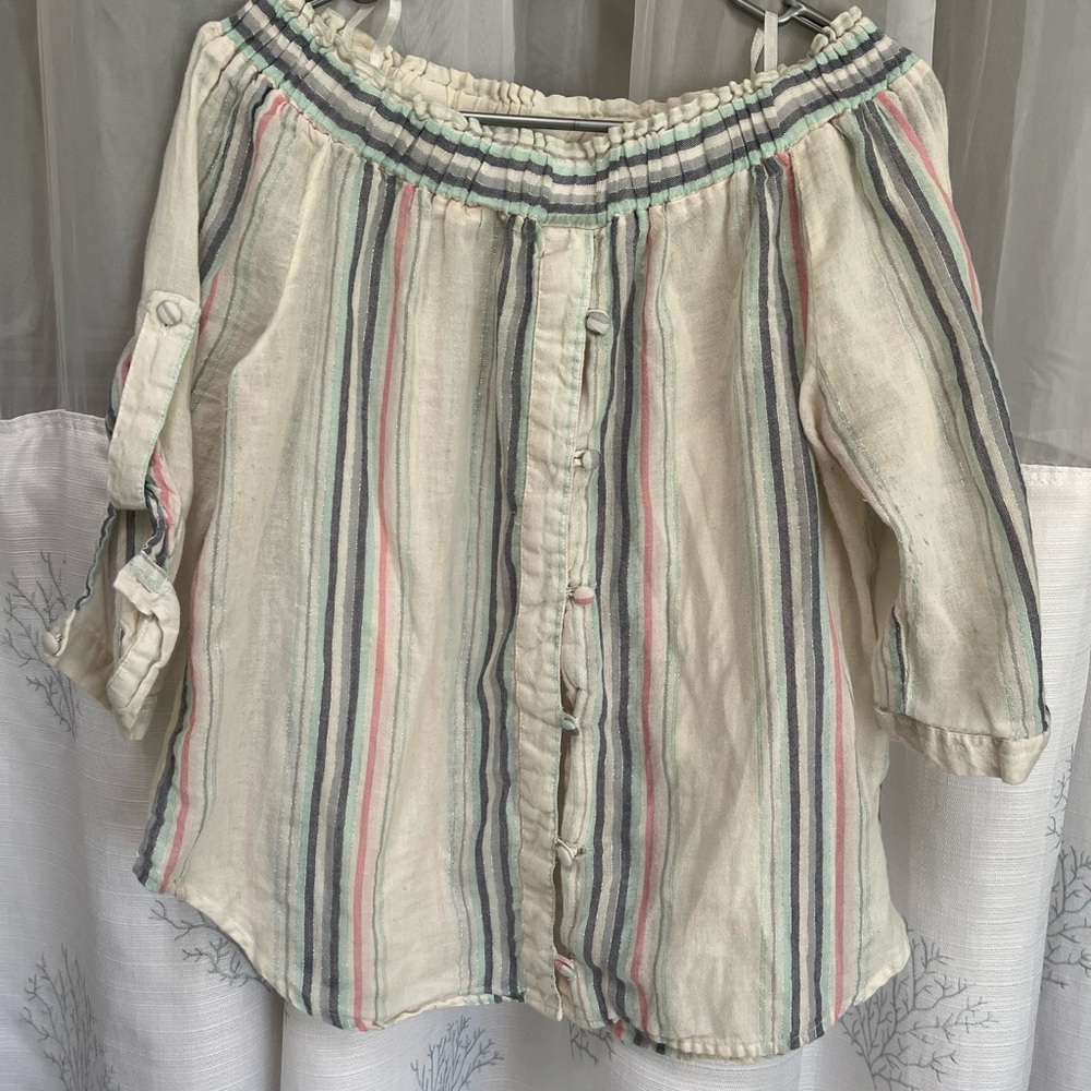 Love Potion Off-Shoulder Blouse with Stripes